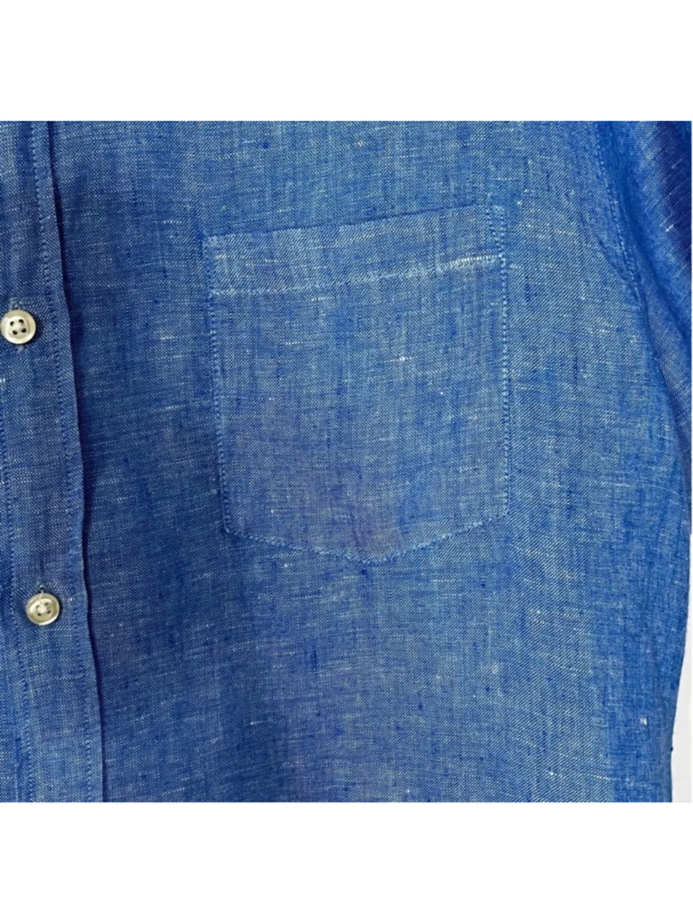 J.Crew 100% Linen Button Front Shirt Men’s XL Blue Short Sleeve Summer Casual
